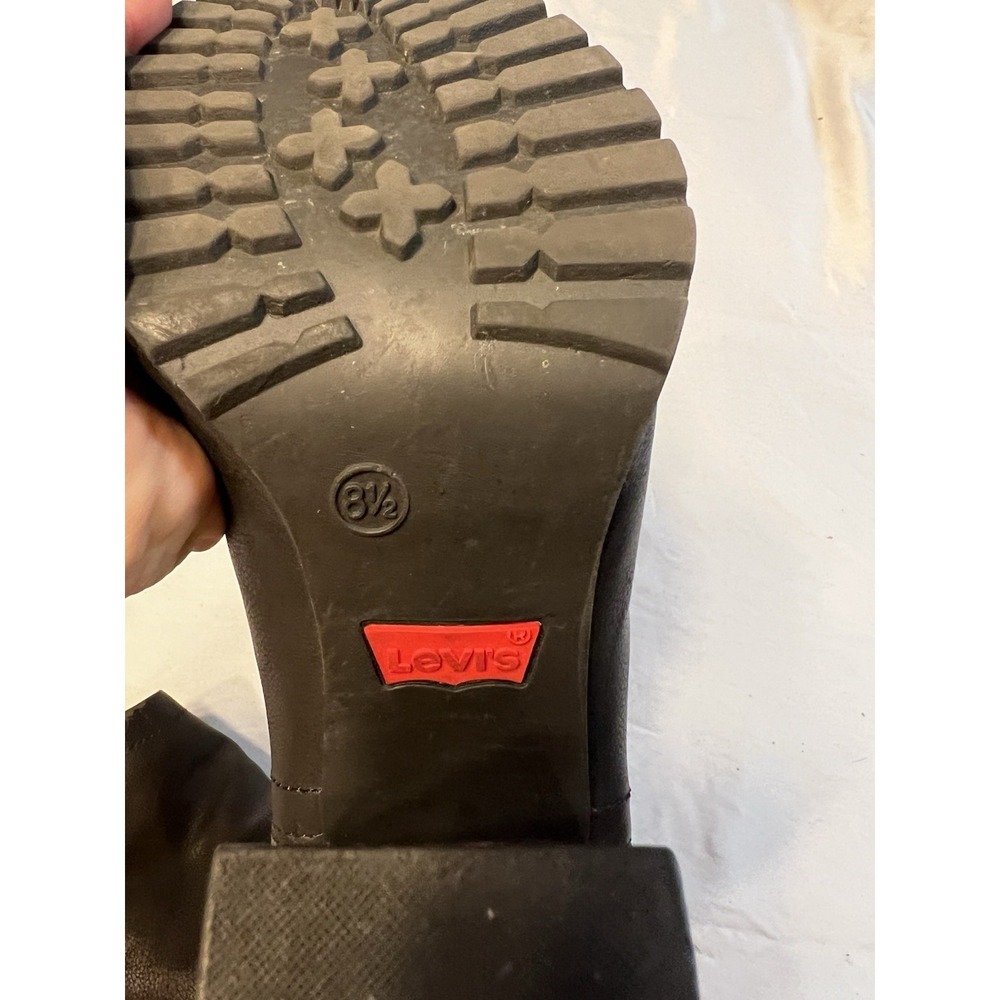 Levis Womens Black Ankle Boots Block Heel Lug Sole‎ Back Zip 52797801A 8.5 - Picture 7 of 15